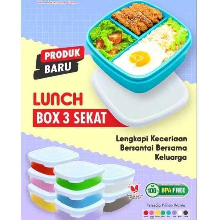 ~ PIYOSHI08 ~ HOYAPLAST Kotak Makan Super Tebal Bekal 3 Sekat Lunch Box Keren PD202