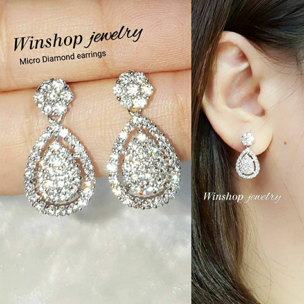 Anting Pesta Swarovski Anting Berlian Anting Silver Perak Anting Emas Mewah Anting Wanita Emas Putih