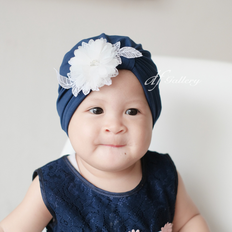 Turban Lany Bunga Sorban Bayi Motif Polos | Ciput Baby NewBorn |  Topi Anak Perempuan | Turban Sorba