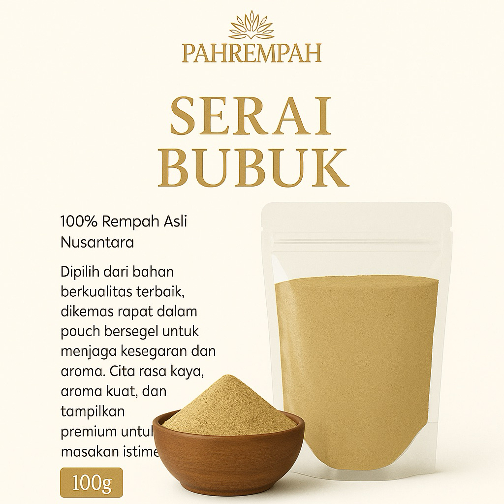 

PAHREMPAH - Serai Bubuk Alami | Rempah Aromatik Tanpa Campuran - Siap Pakai & Praktis