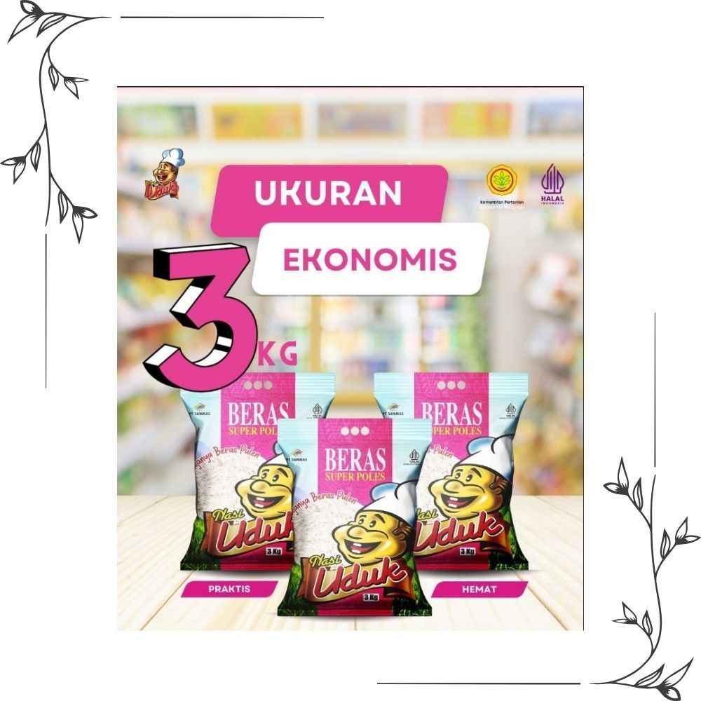 

Beras Nasi Uduk 3Kg Kemasan Pink