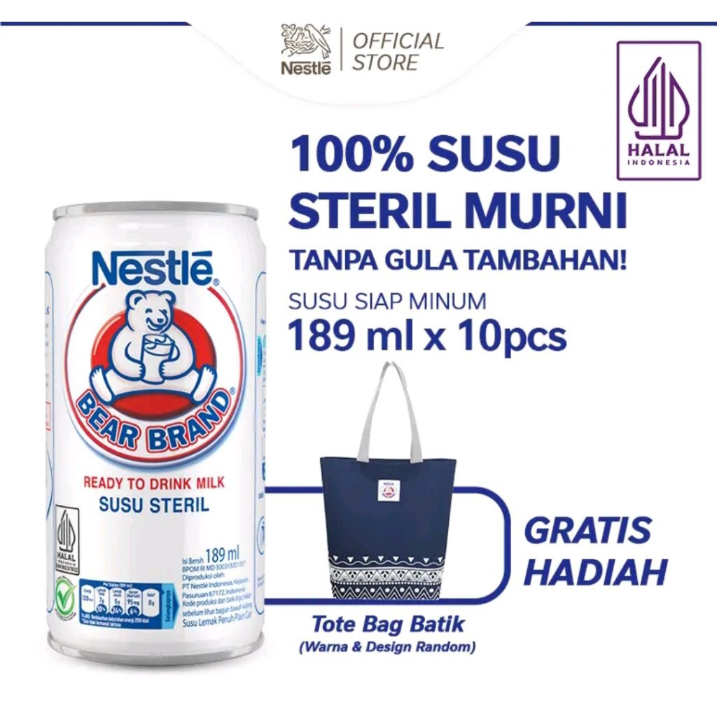 

PROMOOO PAKET 10X BEAR BRAND STM 189ML GRATIS TOTE BAG