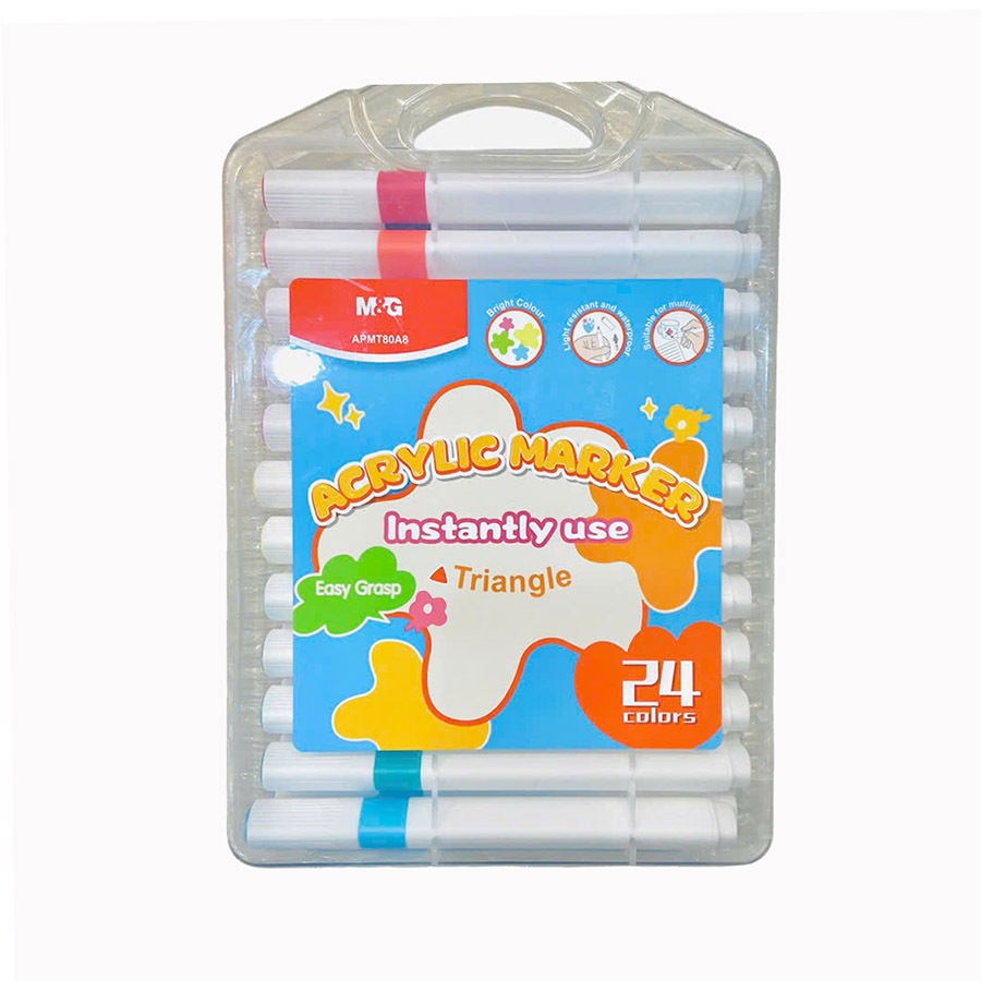 

Acrylic Marker Instantly Use M&G #APMT80A8 Spidol Akrilik Permanen Triangle 24 Warna / Acrilic Marker