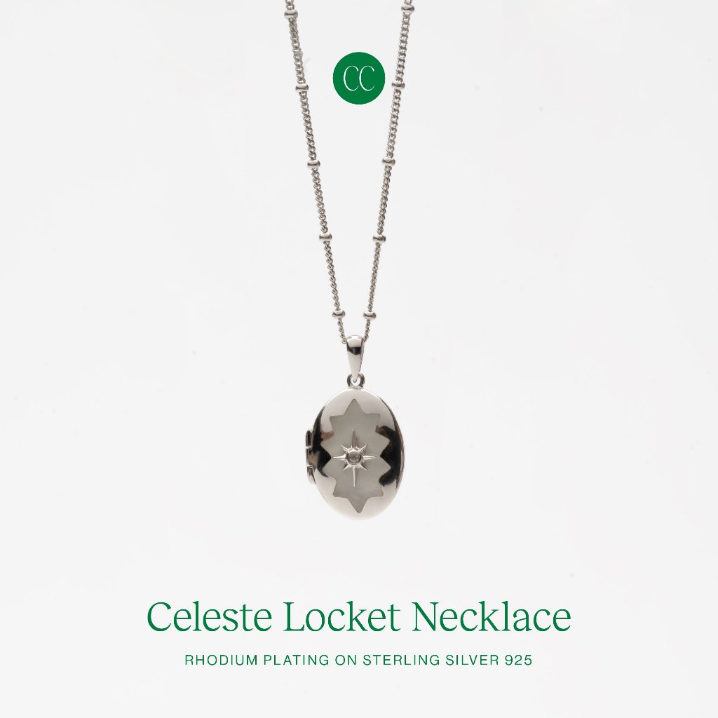 Kalung Locket Carrot Club x Vanny Adelina CELESTE Locket Necklace Rhodium Plated Silver 925