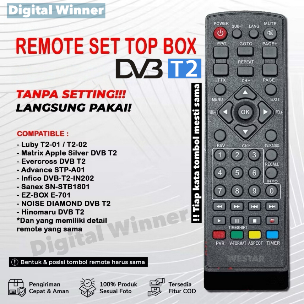 Remote Set Top Box DVB T2 / Remote STB / Remote STB DVB T2