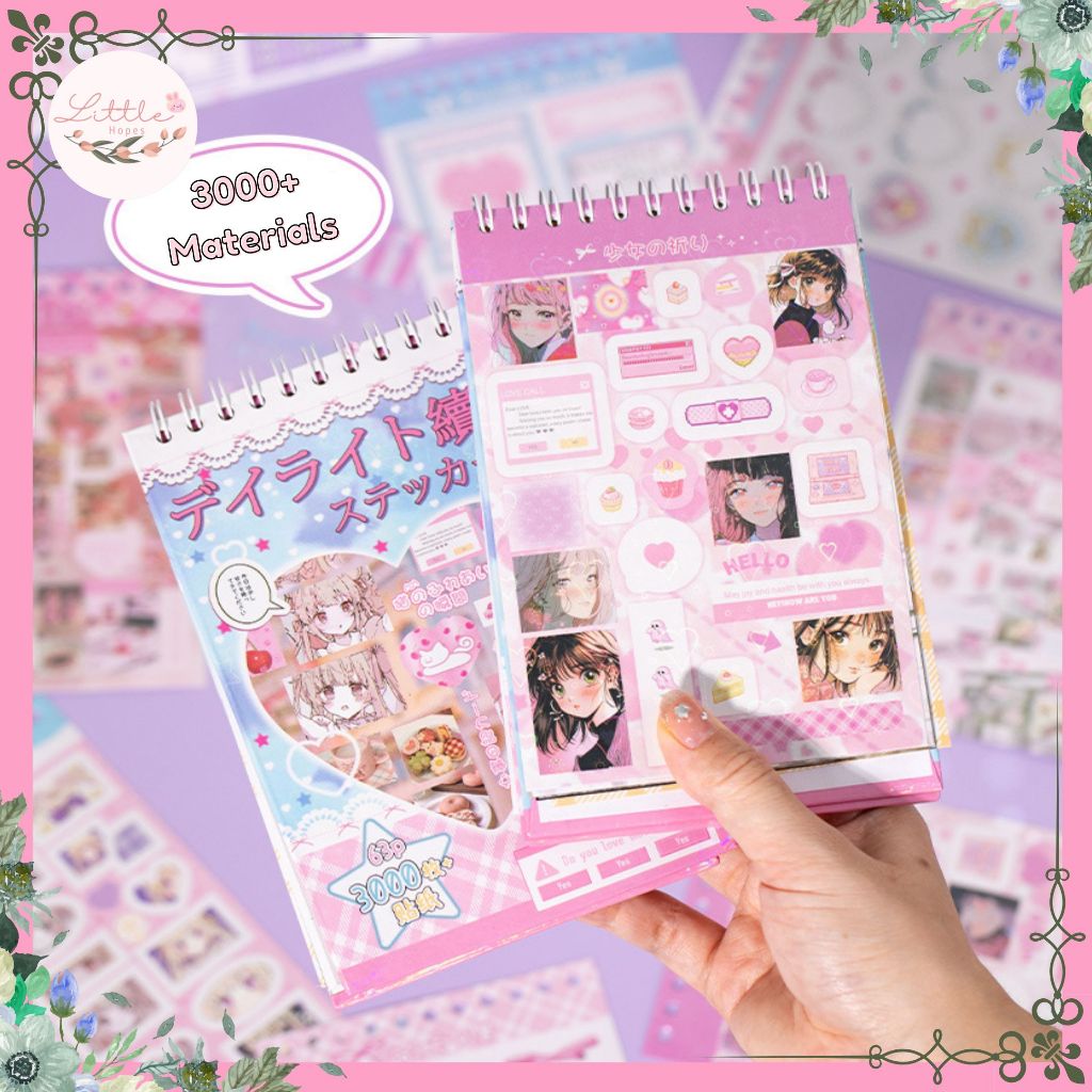 

Sticker Book 3000+ Japanese Wish Sharing Series Comic Retro Vibes Scrapbook Deco Kawaii DIY