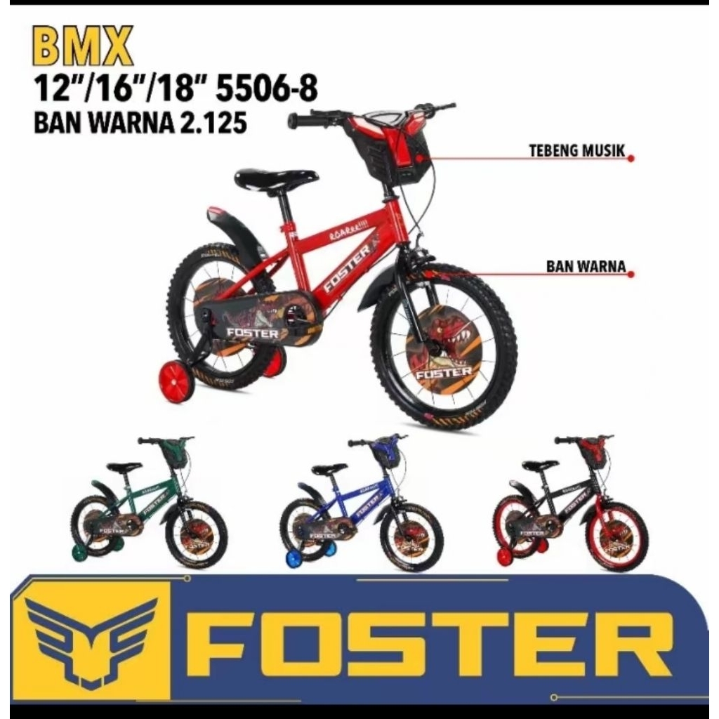 Sepeda BMX 18 inch Foster 5506-8 ada musik + tebeng  ban 2125 Sepeda anak