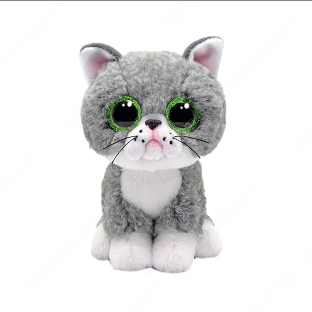 Ty Beanie Boos Boneka Hewan Cat Reguler Ty95327 - Abu-abu