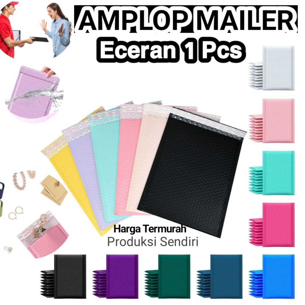 

Amplop Bubble Bag Mailer 1 Pcs - Packing Paket Olshop Bahan Premium Warna Pink Putih Hitam Ungu