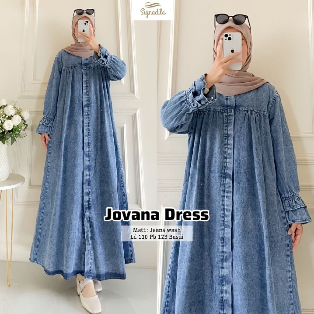 100% ORI jovana dress jeans by signadila - Clara midi #9 by mutia | ld110 pb123. midi dress jeans