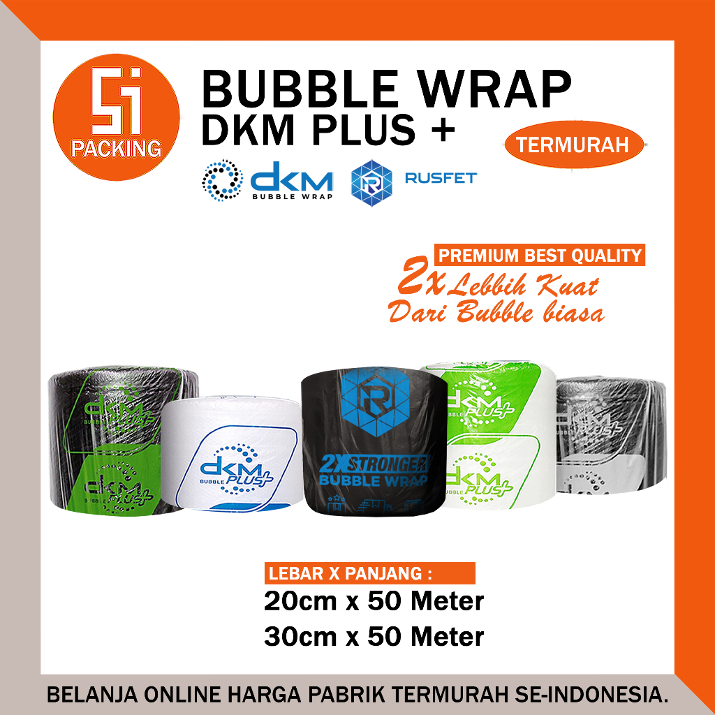 

Plastik Bubble Wrap DKM Potongan 30cm 20cm x 50m Bubblewrap Putih Bening & Hitam Packing Roll