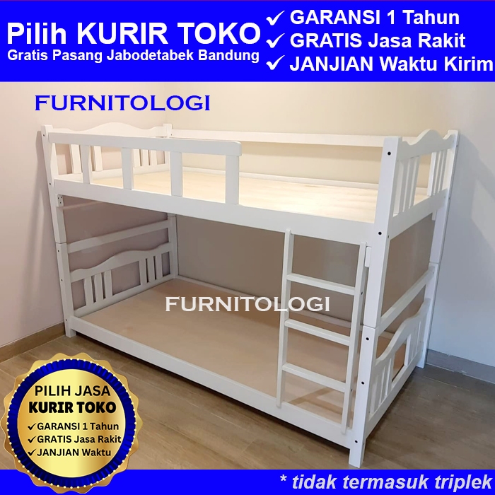 Ranjang Susun 2 Tingkat Anak dan Dewasa 90x200 / Kaki Pendek / Tempat Tidur Tingkat Anak