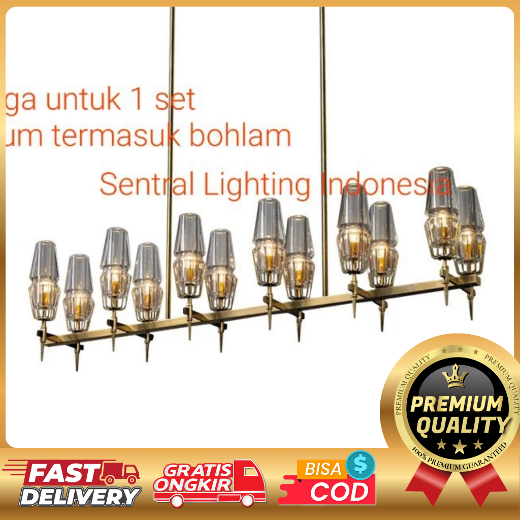 SL2855/12 LAMPU GANTUNG KRISTAL HIAS MINIMALIS MODERN MEWAH RESTORAN MEJA MAKAN MINI BAR PENDANT LAM