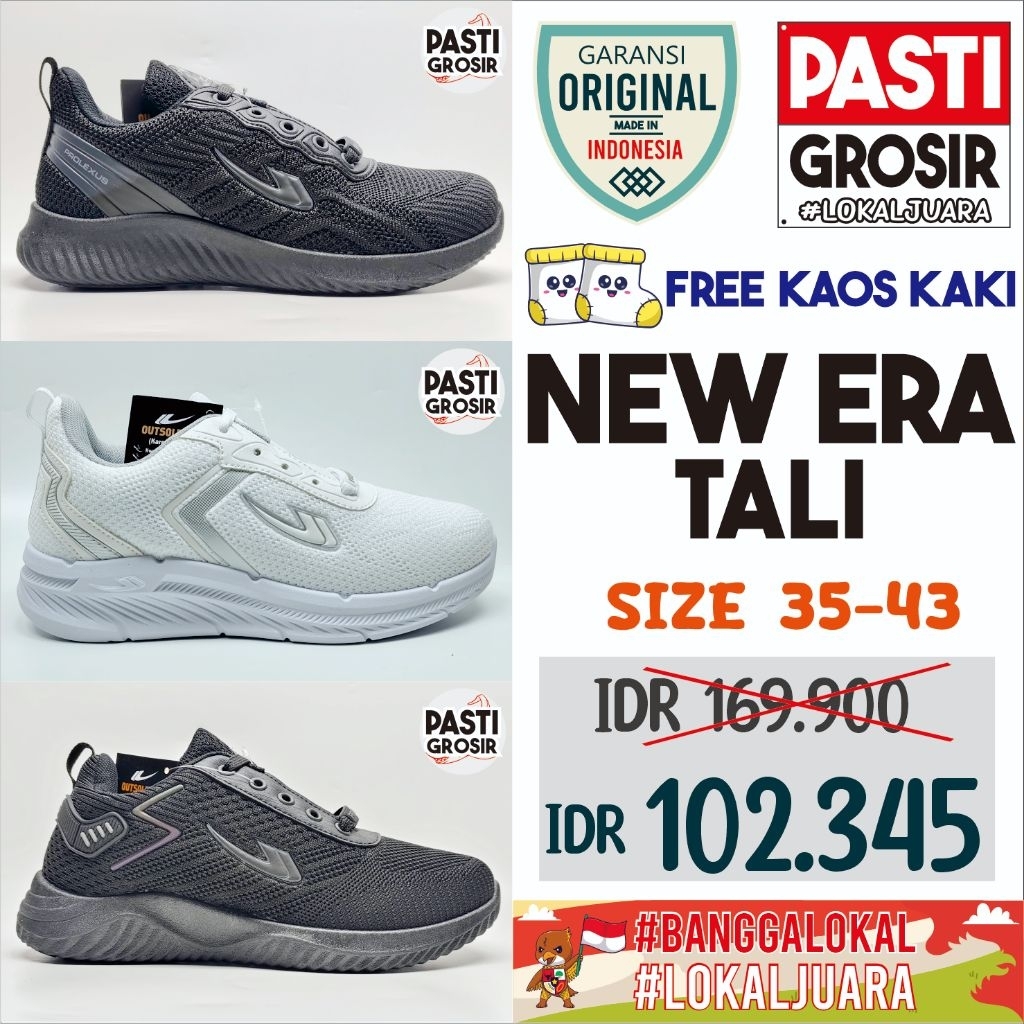 New Era Tali Ukuran 35-43 Sepatu Tali New Era Hitam Hitam Putih Terbaru Termurah Pasti Grosir