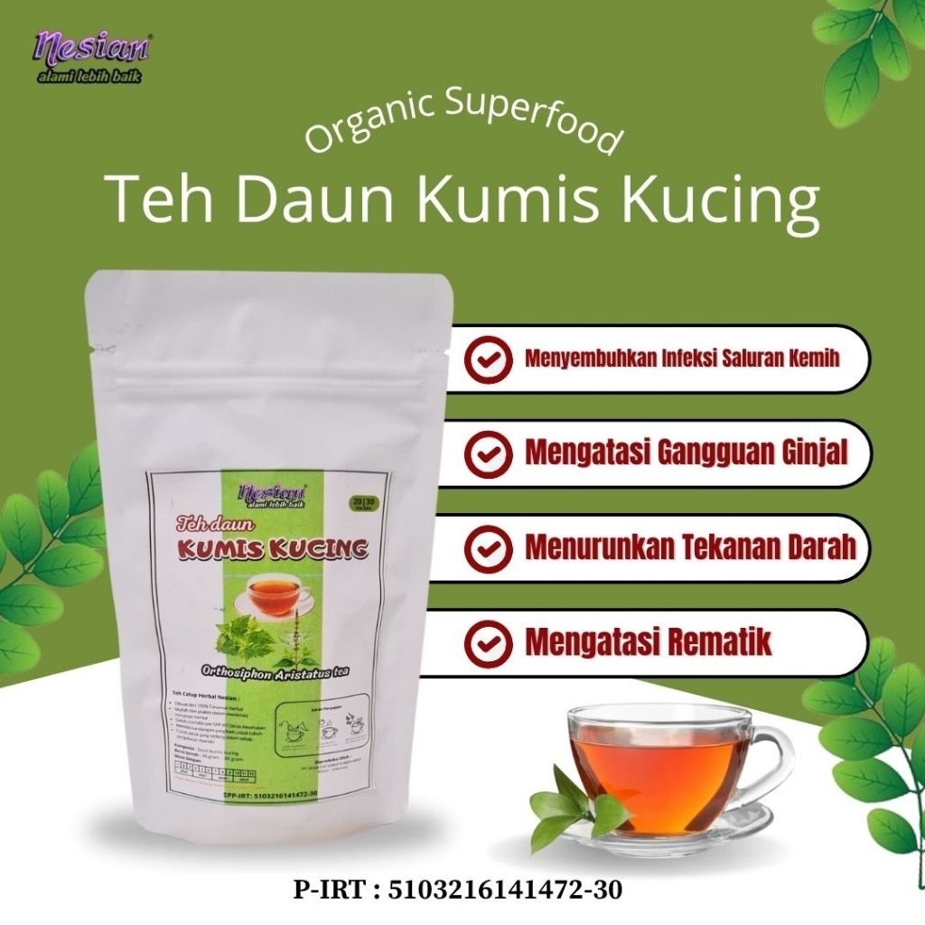 

NESIAN TEH DAUN KUMIS KUCING | ORTHOSIPHON ARISTATUS | TEH HERBAL | TEA,ISI 20 TEA BAG (TEH CELUP)