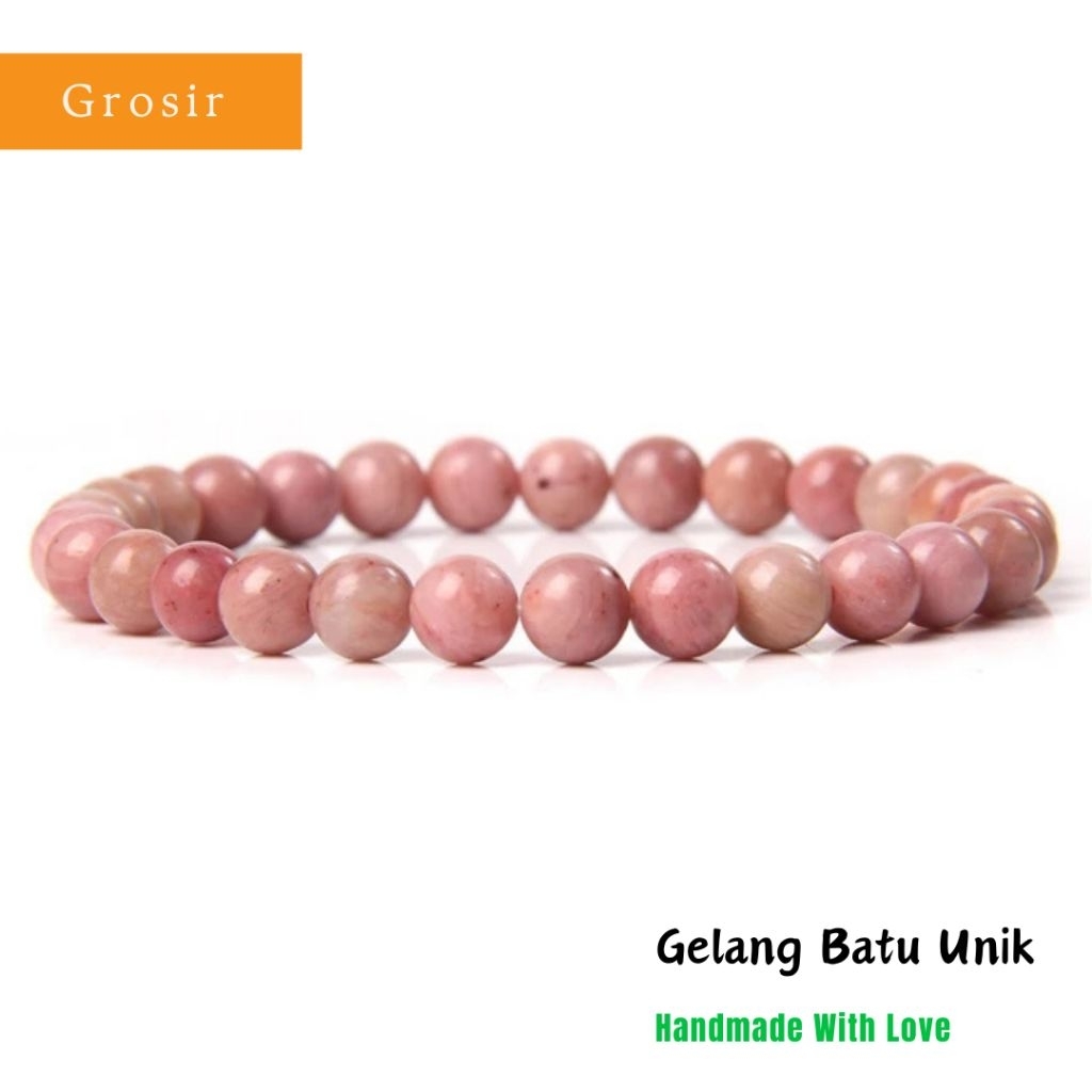 Gelang Batu Pink Rhodonite Natural Kristal Grade AAA (HIGH QUALITY)
