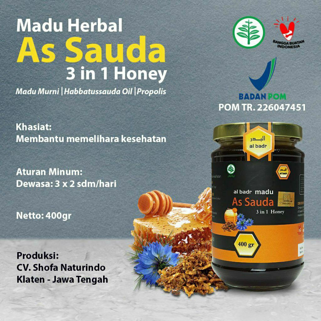 

Madu As Sauda 3in1 Al Badr Original 400gr – Madu Habbatussauda Propolis