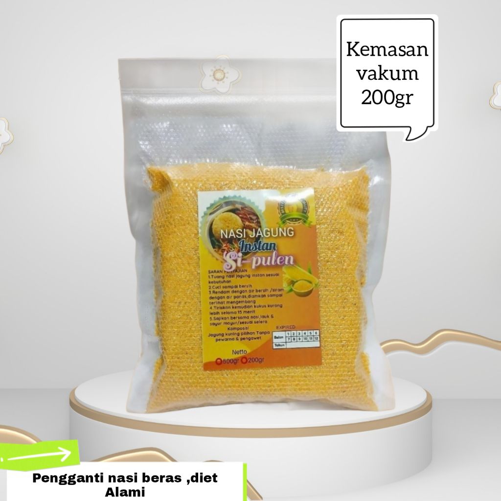 

200gr Nasi jagung kuning instan kemasan vakum Asli madiun/Nasi jagung instan super/Makanan pokok pengganti nasi beras/Tradisional food