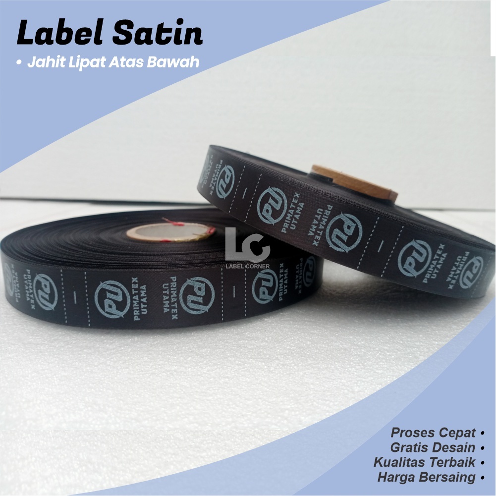 LABEL CORNER - Label Custom Fashion – Pita Satin Hitam Printing