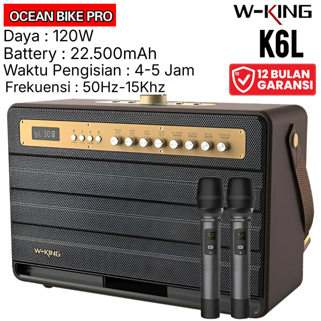 WKING Speaker Bluetooth Karaoke Super Bass K6L 2 Mic Wireless TWS Portable
