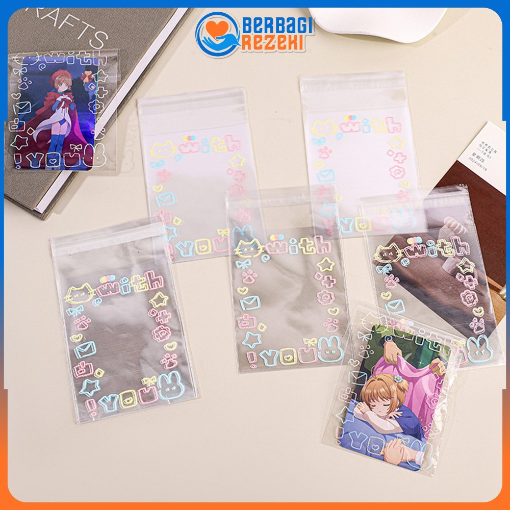 

Plastik Packing Bening 50PCS Sleeve Cover Kartu Kpop Motif Corak Warna Warni / Plastik Bungkus Photocard Hadiah Bingkisan BR C1365