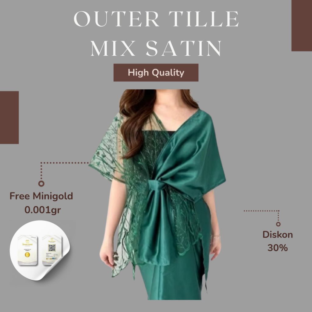 Outer Atasan Kebaya Tille Brokat Modern Mix Satin