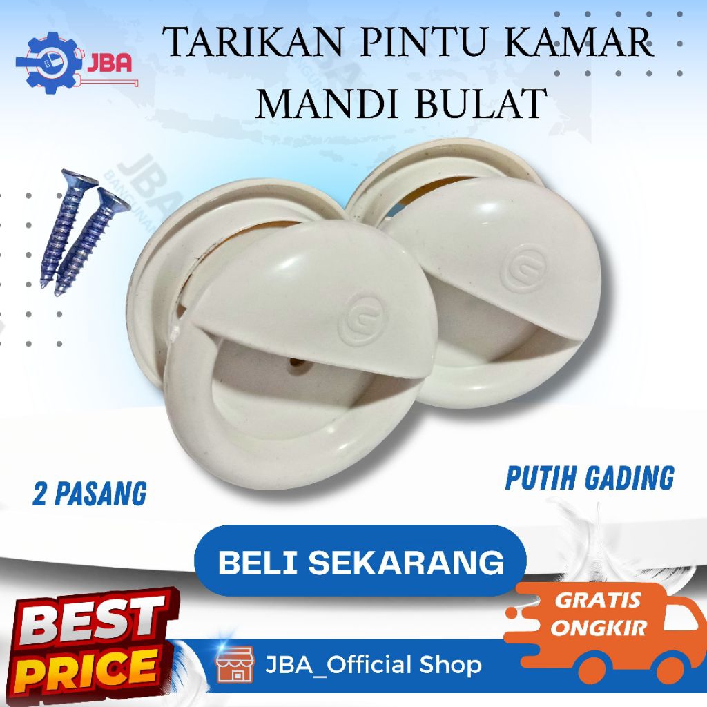 Tarikan Pintu Bulat Kamar Mandi Warna Putih / Tarikan Pintu Bulat Kamar Mandi Plastik PVC  Warna Put