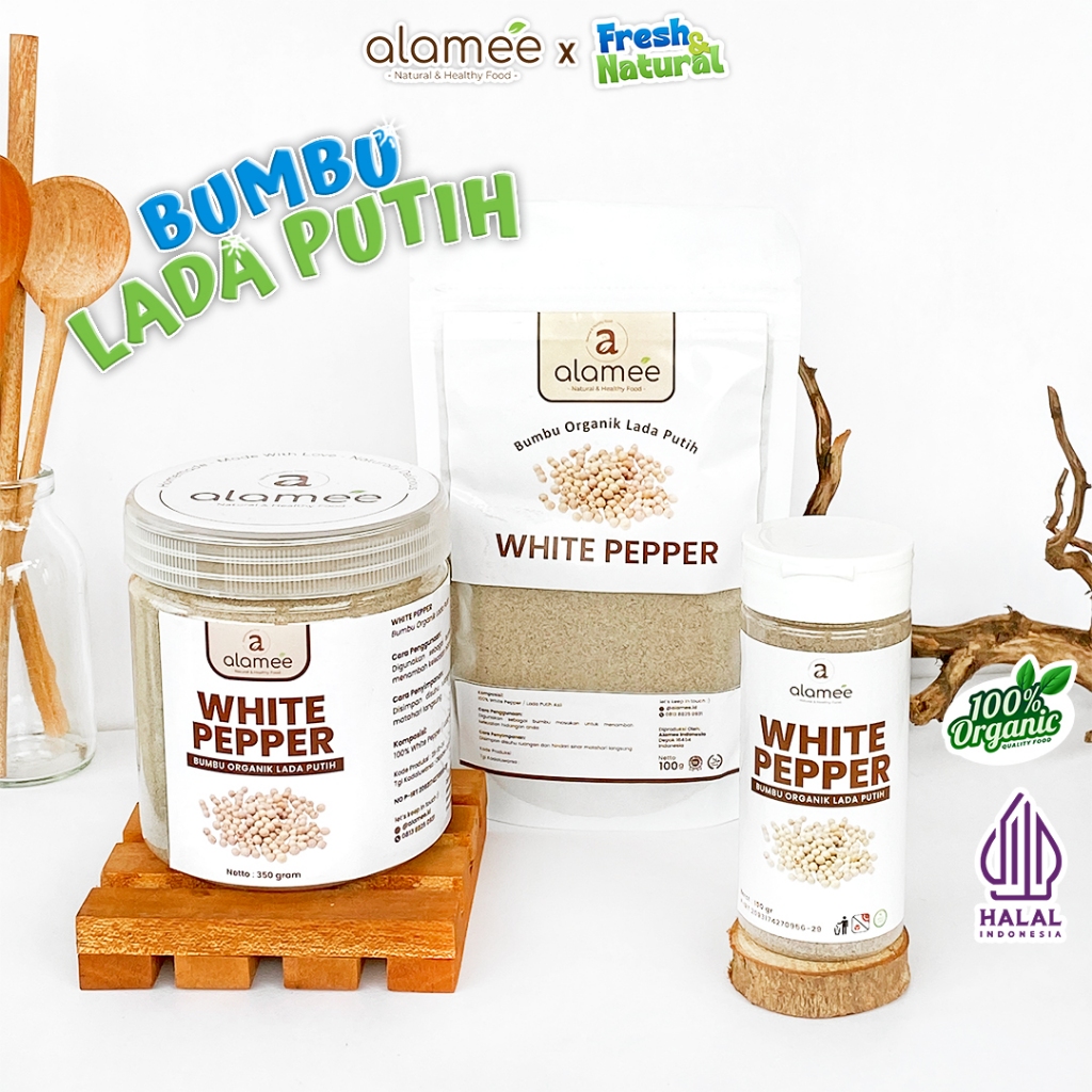 

ALAMEE Lada Putih Bubuk White Pepper Powder Merica Whitepepper Bumbu Dapur Instan fresh and natural