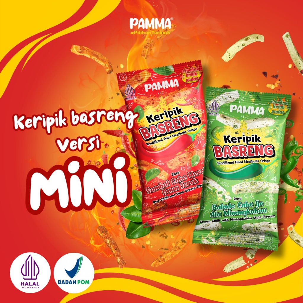 

PAMMA Keripik Basreng Kemasan Mini, Renyah, Gurih Pedas 30g