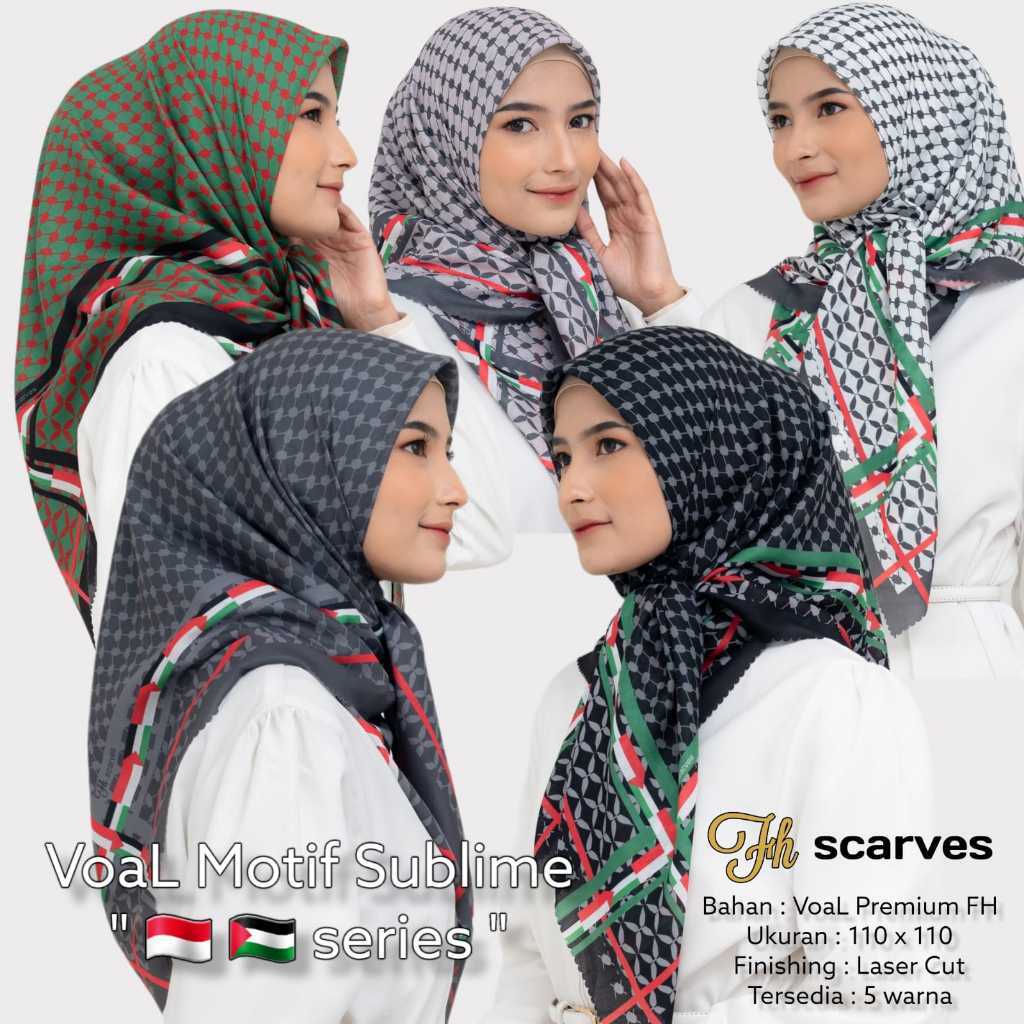 FH Scarf Jilbab Palestine Series Motif Indonesia for Palestine