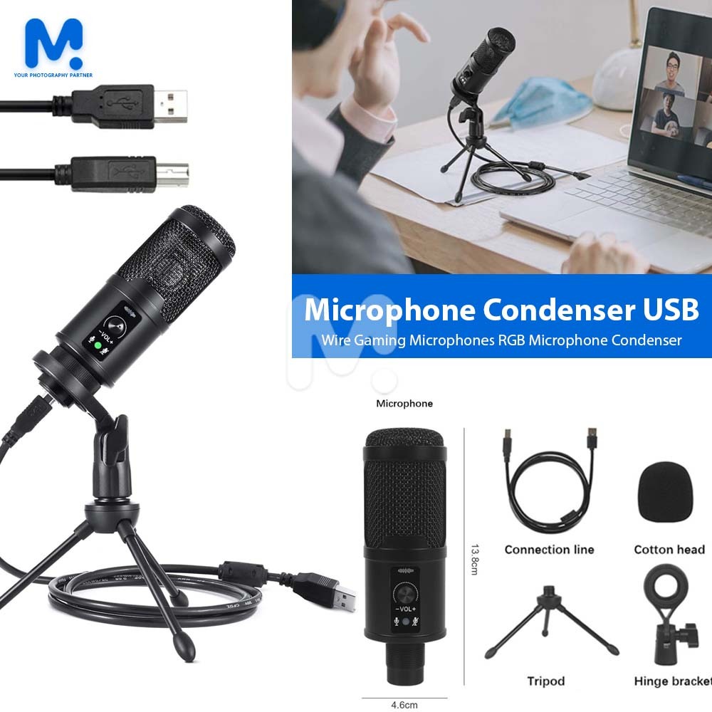 Microphone Condenser USB DJ Live Recording with Stand
