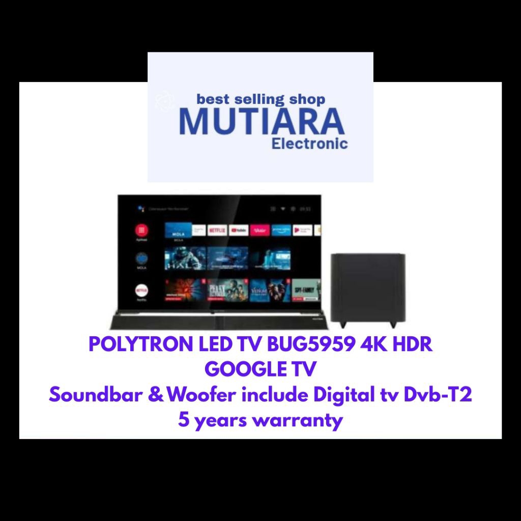 POLYTRON 50BUG5959 4K GOOGLE TV include Soundbar 50 Inch