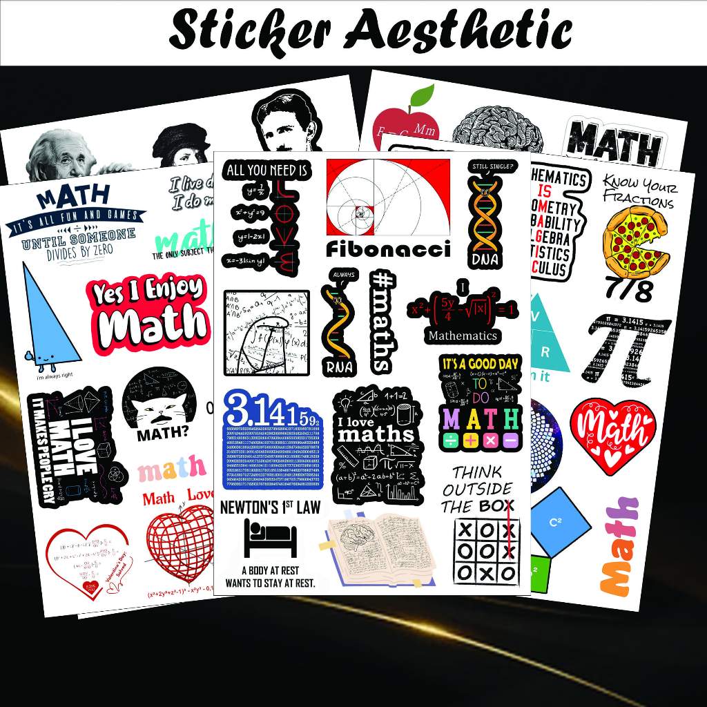 

Sticker Aesthetic A6 A5 Matematika sticker tema Matematika Club math lovers Ilmuwan matematika fisika tokoh dunia stiker kertas estetik tahan percikan air pack glossy Vintage jurnal color Deco Korea kawai lucu simple