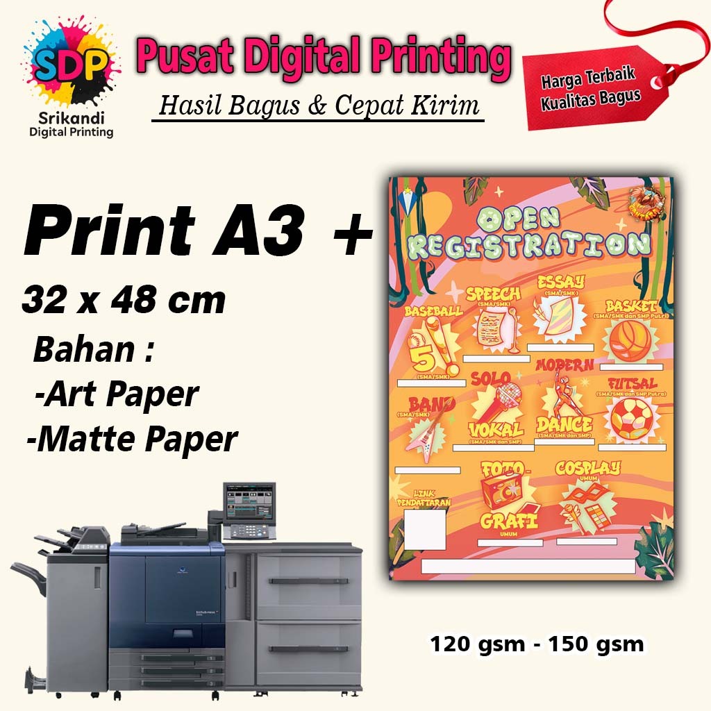 

Print A3+ Art Paper / Matte Paper 120 gsm 150 gsm Termurah | Print Digital A3 Plus
