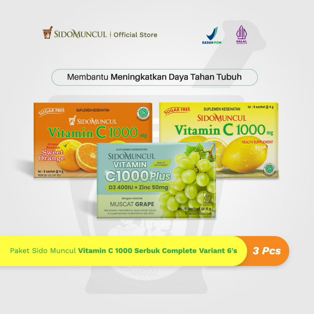 

Sido Muncul Vitamin C 1000 Serbuk Complete Variant isi 6's - Jaga Daya Tahan Tubuh