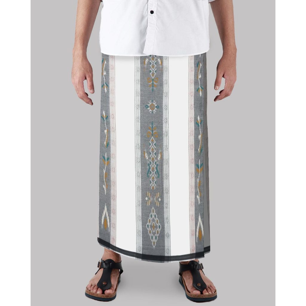 Sarung Mangga Millenium Kembang Dobby Putih Kuning Emerald MK94