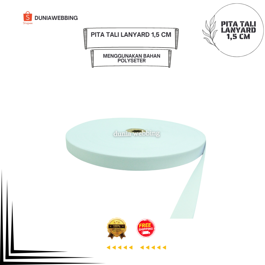 

Tali Pita Lanyard Tissue 1.5 cm x 50 Yard - Warna Putih 2F62