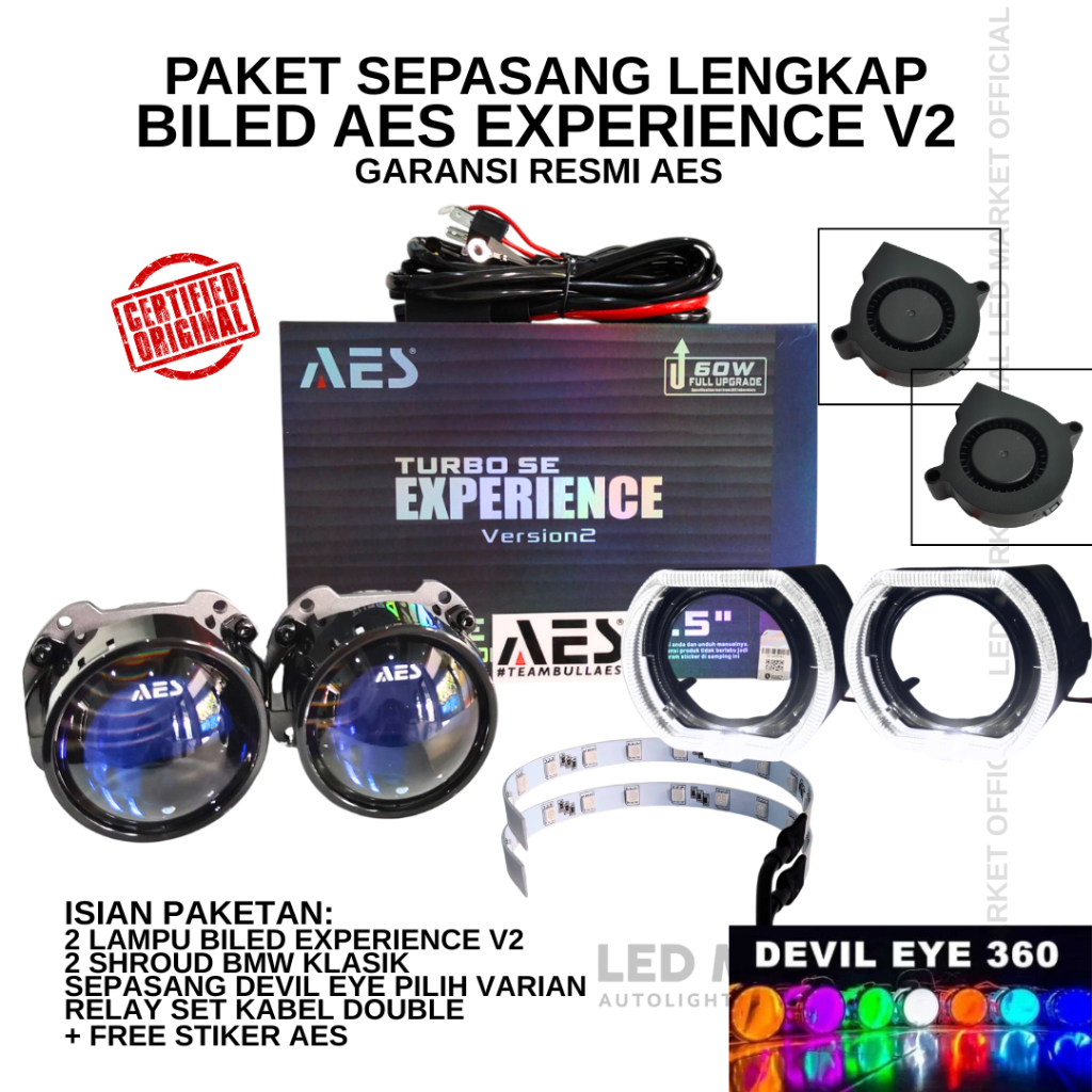 PAKET HEMAT BILED AES TURBO SE 3 inchi ORIGINAL BILED AES PAKETAN SHROUD 2,5 INCHI | BILED PROJECTOR