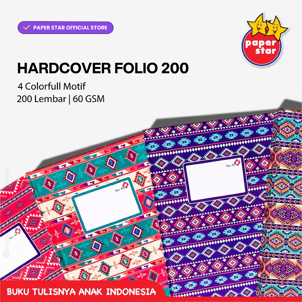 

Buku Hardcover Folio Paperstar Isi 200 Lembar - ETHNIC