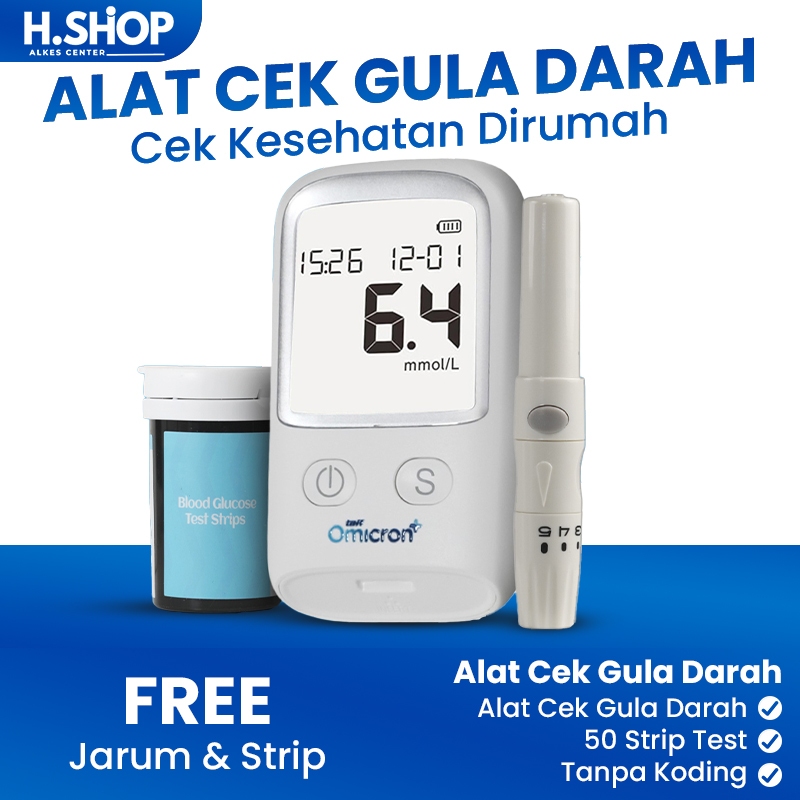 TaffOmicron Alat Cek Gula Darah / Alat Cek Gula Darah Lengkap / Alat Tes Gula Darah Digital / Alat P