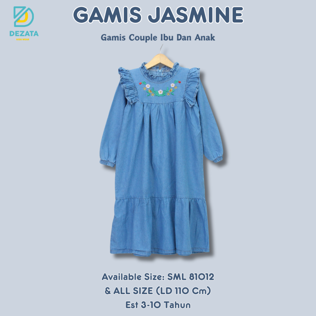 GAMIS JASMINE - Gamis Dewasa Dan Anak 3-10 Tahun Pakaian Muslim Dewasa Dan Anak Gamis Couple Ibu Dan
