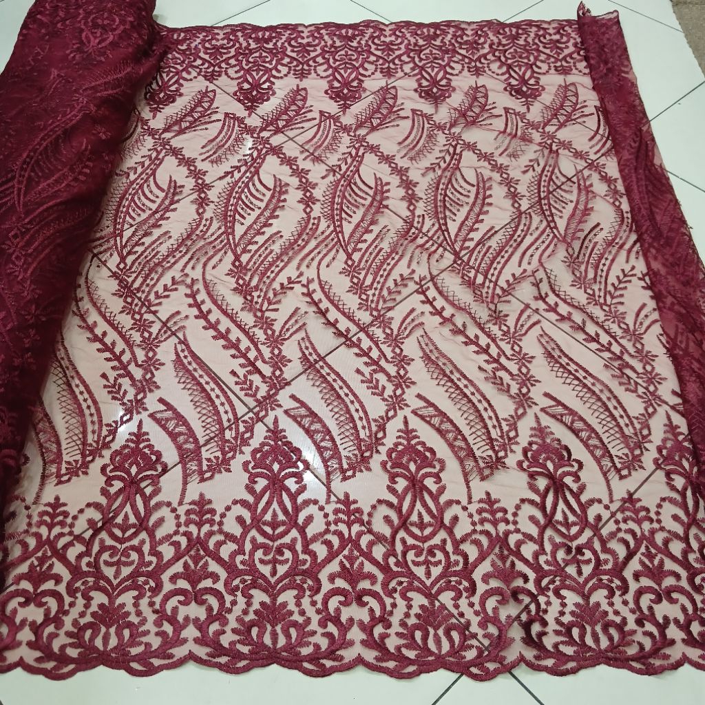 (COD)Bakal Kain Tulle Bordir/Tille Bakal Kebaya Gaun Wanita Premium