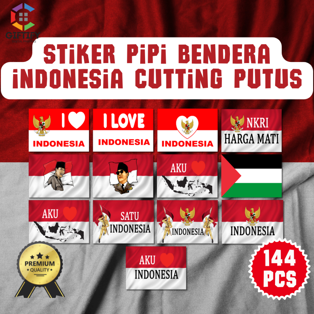

144 PCS STIKER PIPI CUTTING BENDERA MERAH PUTIH 17 AGUSTUSAN