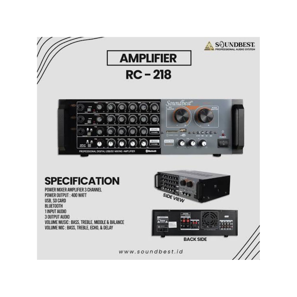 Amplifier SOUNDBEST RC-218 Amplifier Bluetooth Usb SD Card