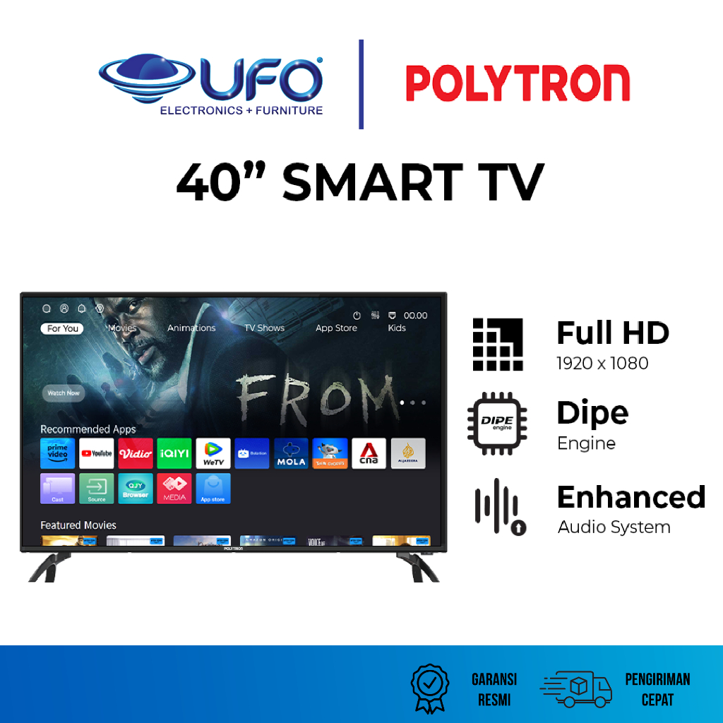 TV POLYTRON SMART WIFI YOUTUBE DIGITAL TV 40"  PLD 40CV8969 / Smart TV 40 Inch