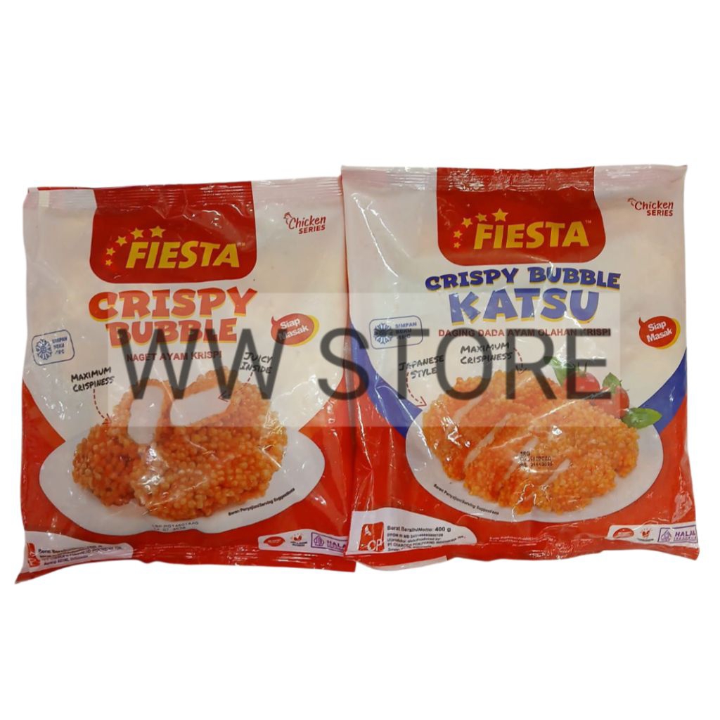 

Naget /daging dada ayam olahan krispi SIAP MASAK halal MUI FIESTA CRISPY BUBBLE / Japanese Style KATSU 400g