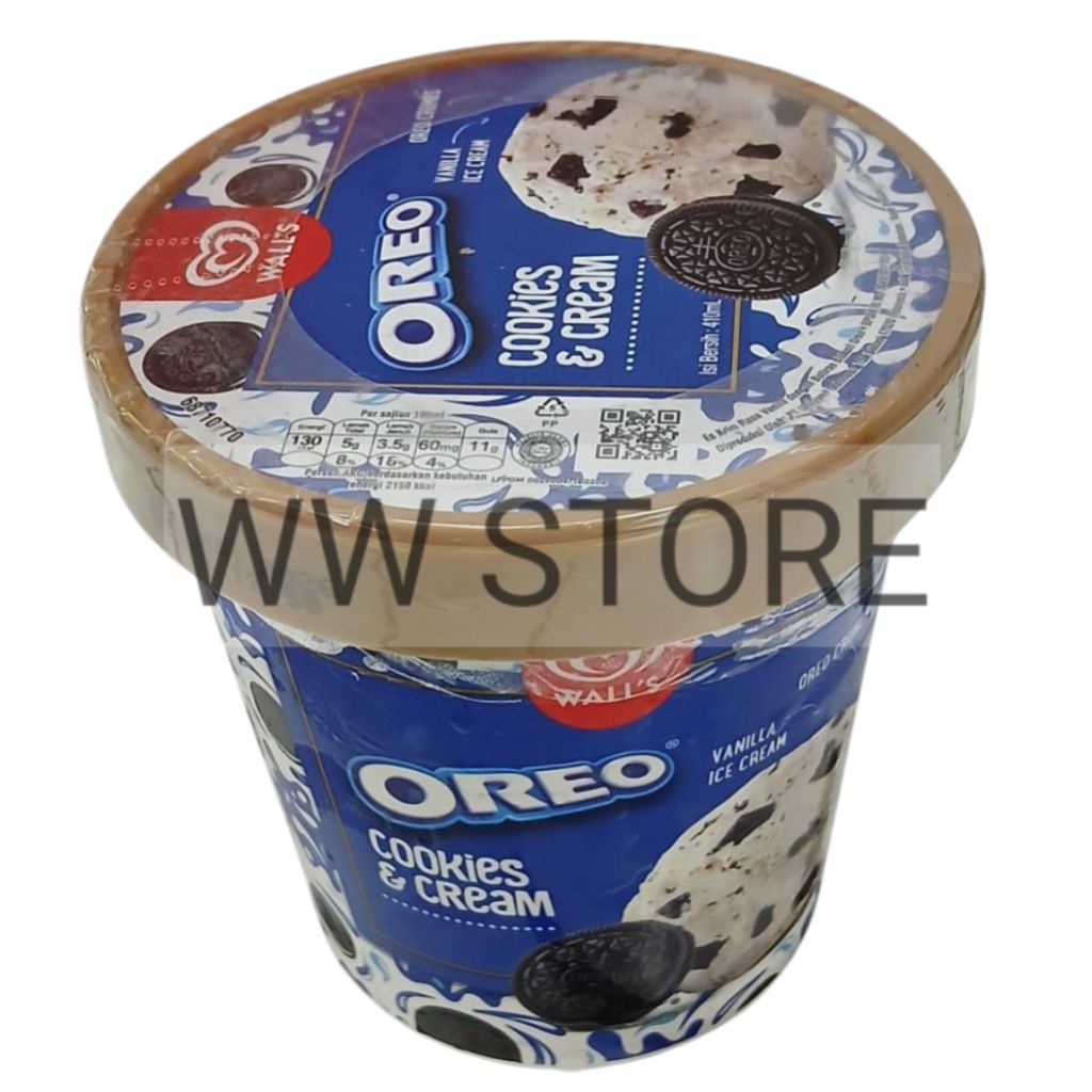 

Es krim rasa vanila dengan butiran biskuit halal MUI WALL'S WALLS WALL OREO Cookies Crumbs & Vanilla Ice Cream 410ml