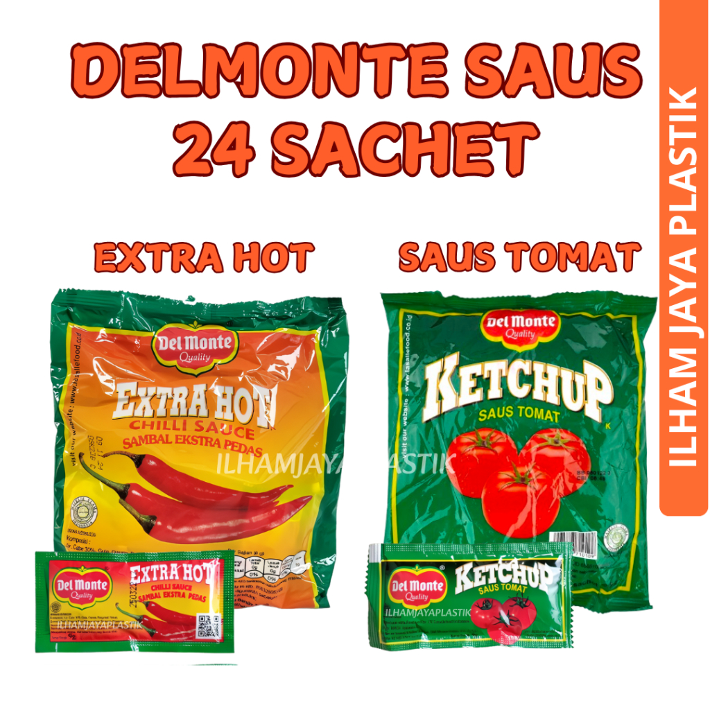

Saos Delmonte Ketchup Tomat Sachet - Extra Hot Sauce 24 Sachets x 8 gr/Saus Delmonte Extra Hot