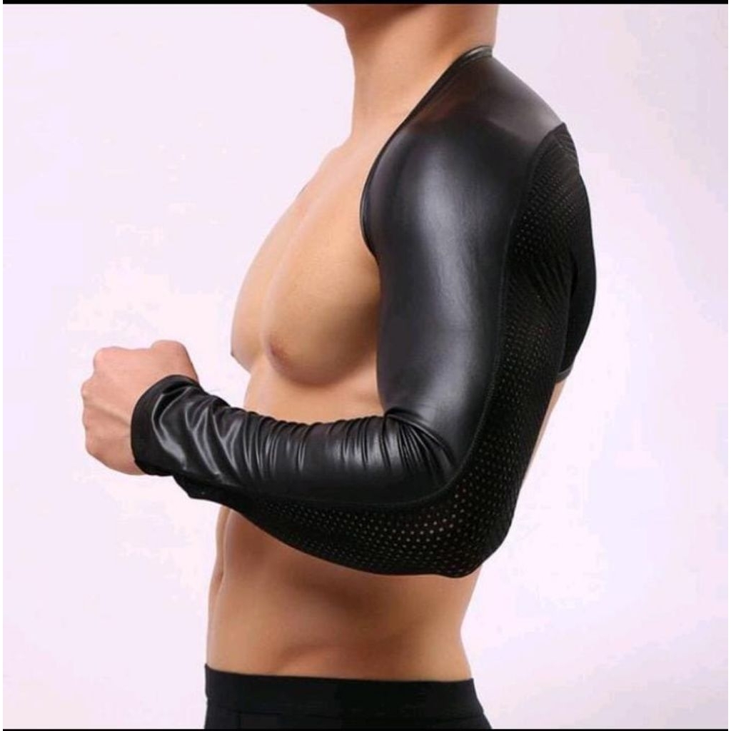 Sarung Lengan Latex Hitam Pria | Kulit Kain Tangan | Baju Kulit