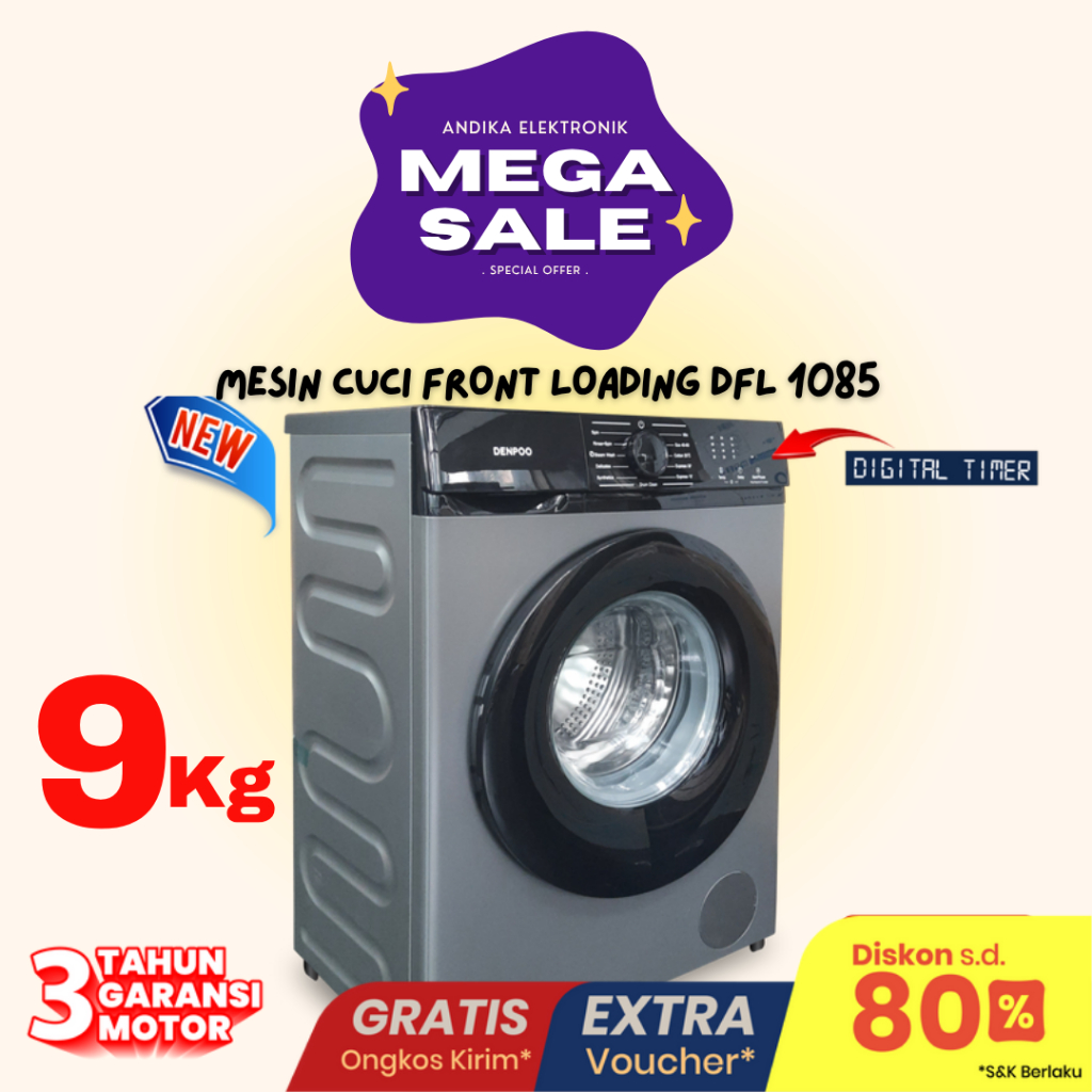 Mesin Cuci  Front Loading  9 Kg Denpoo DFL 1085 ( DFL 810 8 Kg )
